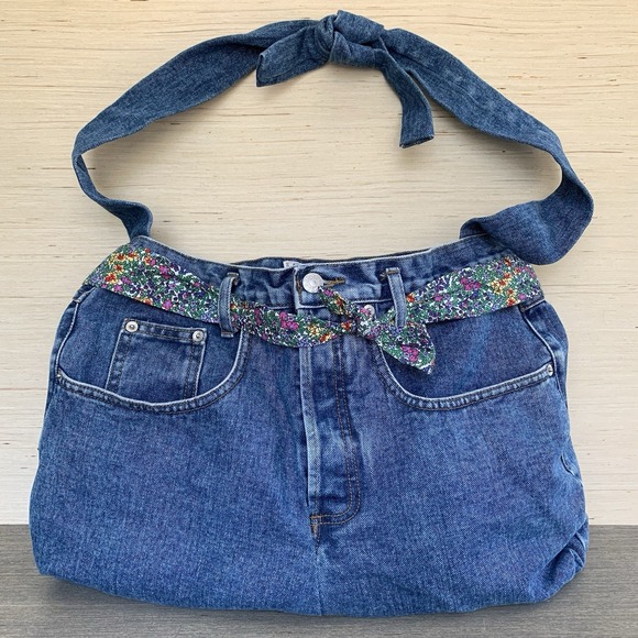 Guess Handbags - Guess Jeans George Marciano 1980's Custom Made Denim Fashion Shoulder Bag Purse